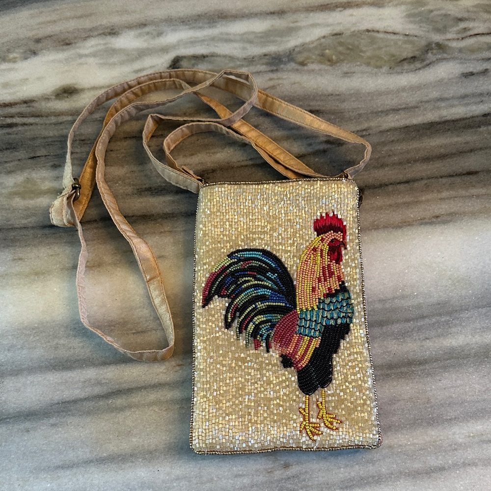 Bamboo trading company beaded silk mini pouch
